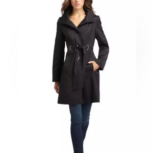 Via Spiga Women's Black Hooded Trench Coat (Size S)